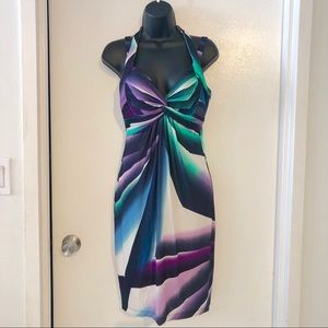 CACHE colorful geo print dress with side zip Sz 6